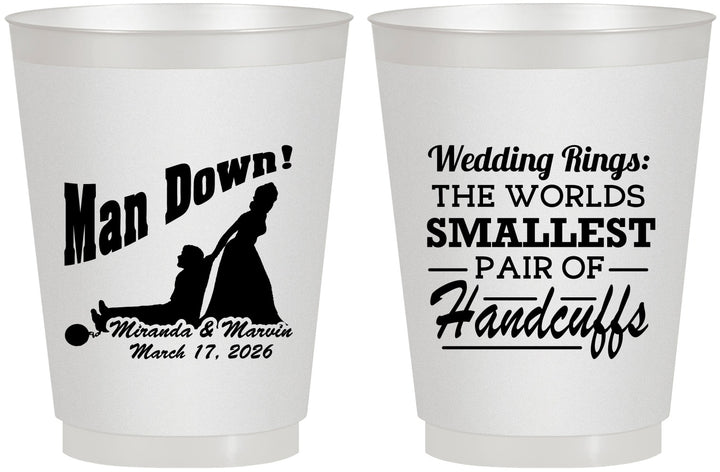 Personalized Wedding 16 oz Frosted Cups - Man Down | 407