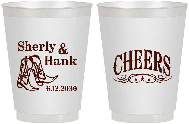 Personalized Wedding 16 oz Frosted Cups - Cheers Cowboy | 411