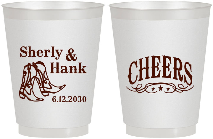 Personalized Wedding 16 oz Frosted Cups - Cheers Cowboy | 411