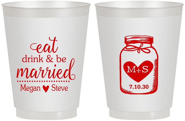 Personalized Wedding 16 oz Frosted Cups - Mason Jar | 415