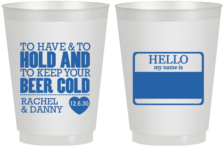 Personalized Wedding 16 oz Frosted Cups - Hello My Name Is | 418