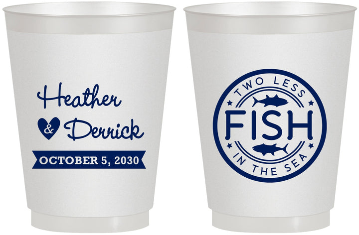 Personalized Wedding 16 oz Frosted Cups - Two Less Fish In The Sea | 420