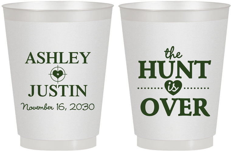 Personalized Wedding 16 oz Frosted Cups - The Hunt Is Over | 422