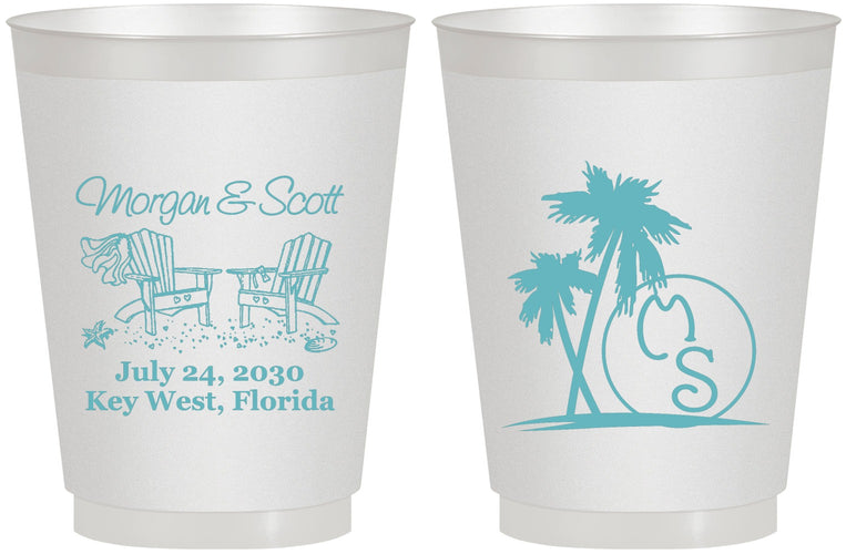 Personalized Wedding 16 oz Frosted Cups - Beach | 423
