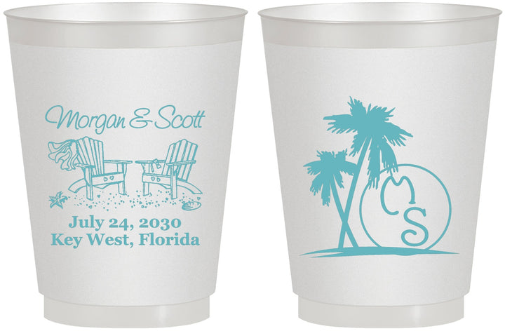 Personalized Wedding 16 oz Frosted Cups - Beach | 423