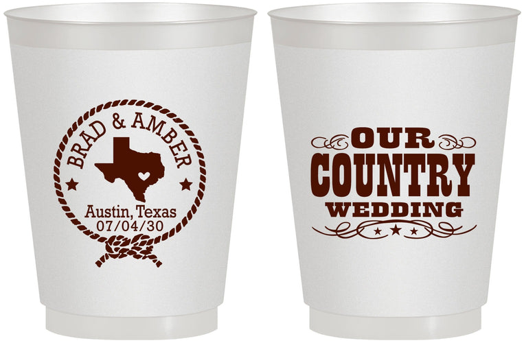 Personalized Wedding 16 oz Frosted Cups - Country Texas | 424
