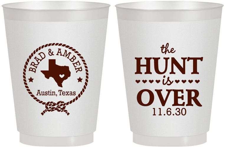 Personalized Wedding 16 oz Frosted Cups - The Hunt Is Over | 426