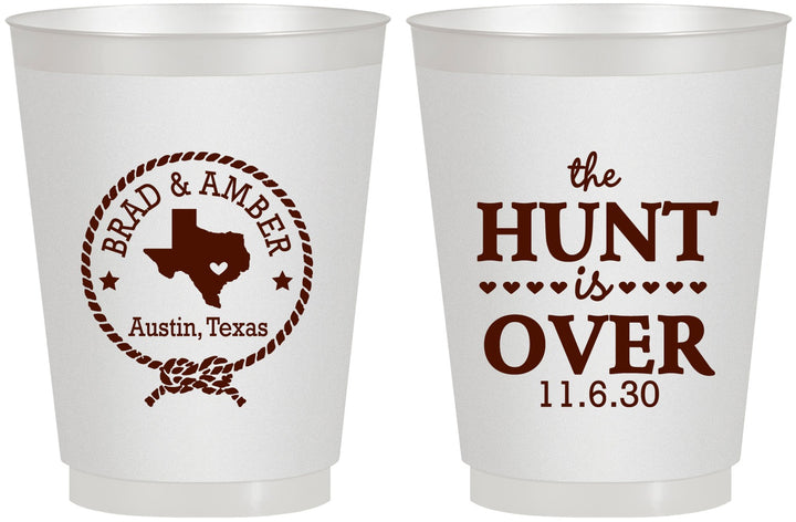 Personalized Wedding 16 oz Frosted Cups - The Hunt Is Over | 426