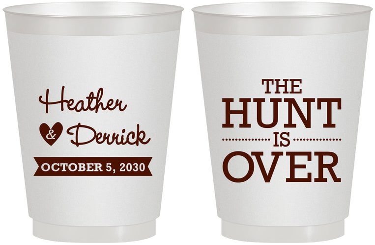Personalized Wedding 16 oz Frosted Cups - The Hunt Is Over | 427