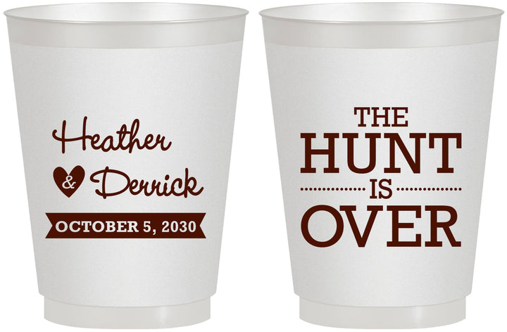 Personalized Wedding 16 oz Frosted Cups - The Hunt Is Over | 427
