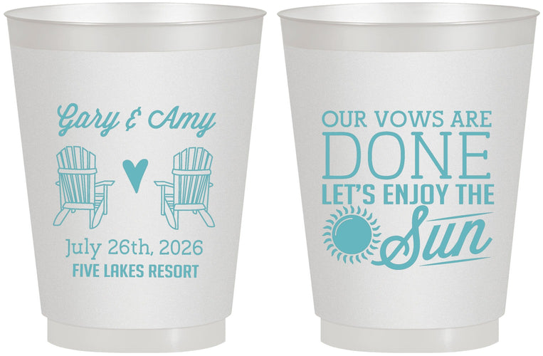 Personalized Wedding 16 oz Frosted Cups - Vows Are Done Enjoy Sun | 428