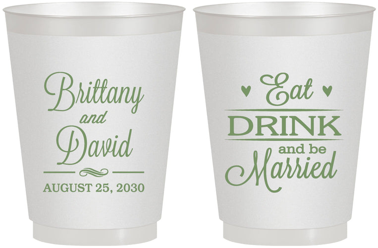 Personalized Wedding 16 oz Frosted Cups - Eat Drink Be Married | 430