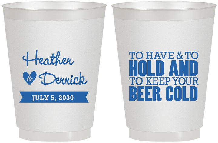 Personalized Wedding 16 oz Frosted Cups - To Have And To Hold | 431