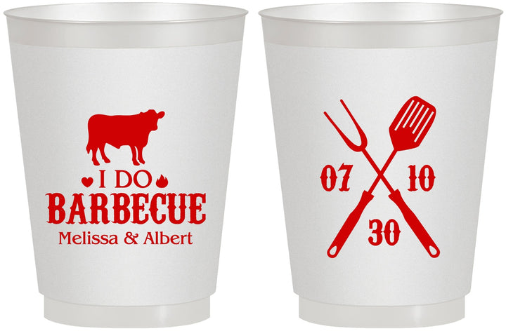 Personalized Wedding 16 oz Frosted Cups - I Do Barbecue Bbq | 433
