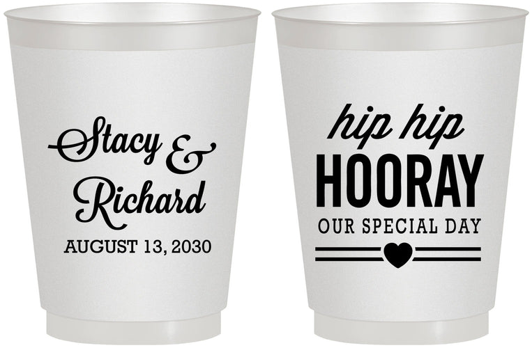 Personalized Wedding 16 oz Frosted Cups - Hip Hop Hooray | 436