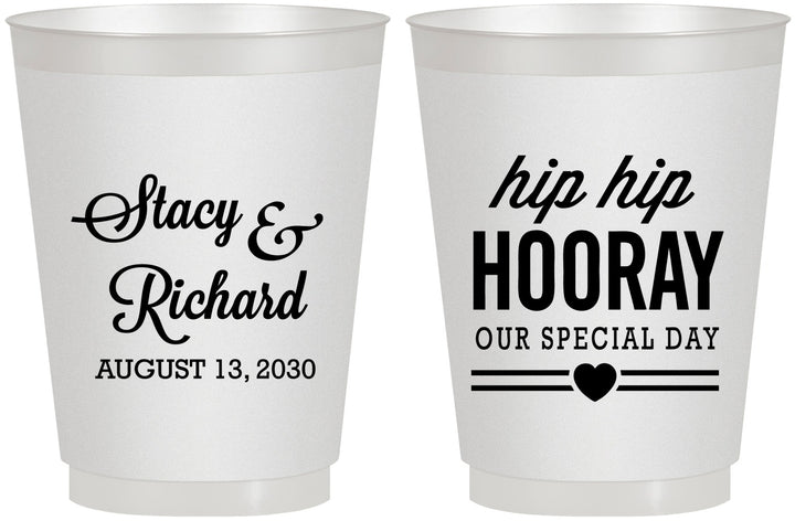 Personalized Wedding 16 oz Frosted Cups - Hip Hop Hooray | 436
