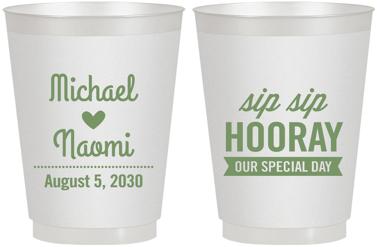 Personalized Wedding 16 oz Frosted Cups - Sip Sip Hooray | 437