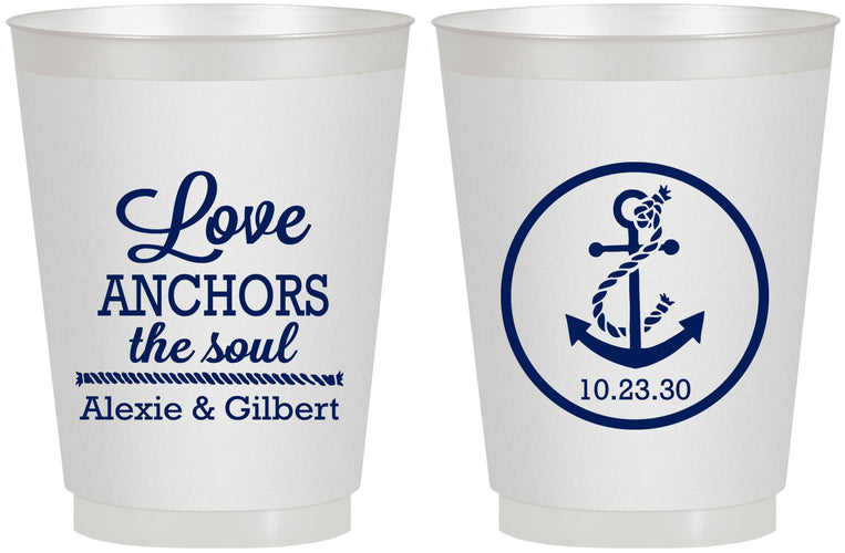 Personalized Wedding 16 oz Frosted Cups - Love Anchors The Soul | 440
