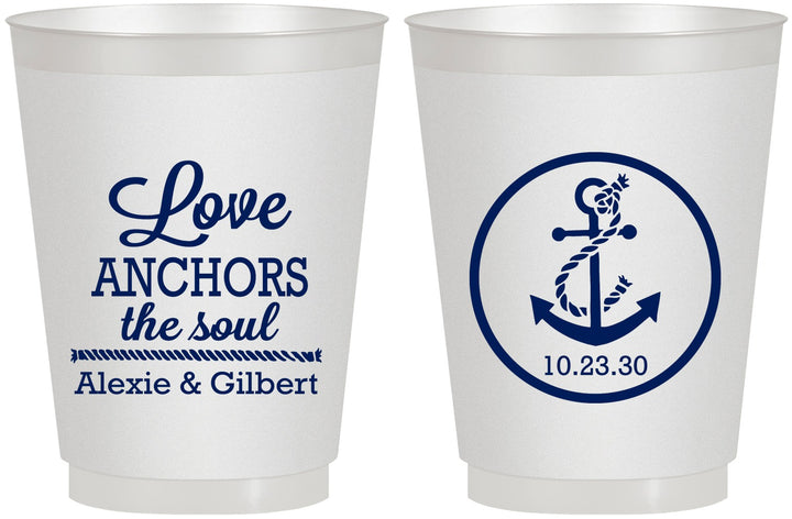 Personalized Wedding 16 oz Frosted Cups - Love Anchors The Soul | 440