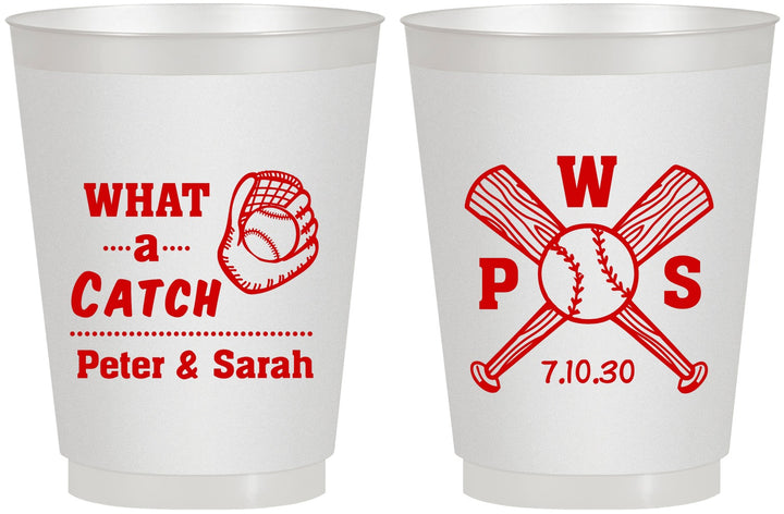 Personalized Wedding 16 oz Frosted Cups - Baseball | 443
