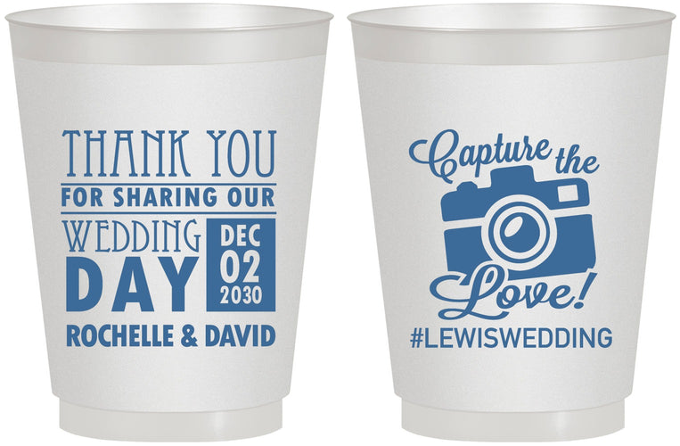 Personalized Wedding 16 oz Frosted Cups - Capture The Love | 444