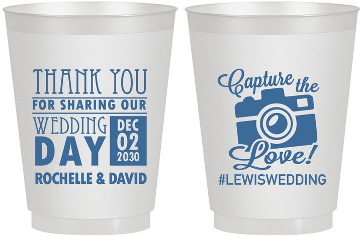 Personalized Wedding 16 oz Frosted Cups - Capture The Love | 444