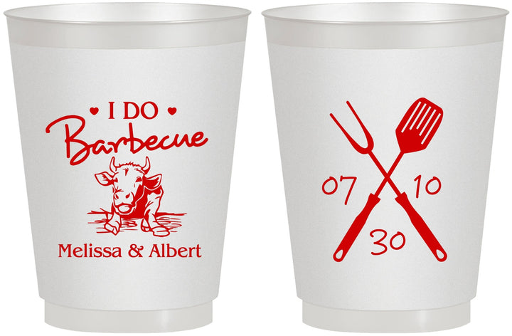 Personalized Wedding 16 oz Frosted Cups - I Do Barbecue Bbq | 447