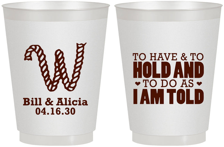 Personalized Wedding 16 oz Frosted Cups - To Have And To Hold | 449