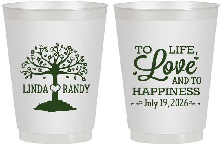 Personalized Wedding 16 oz Frosted Cups - Love And Happiness | 451
