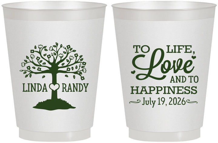 Personalized Wedding 16 oz Frosted Cups - Love And Happiness | 451