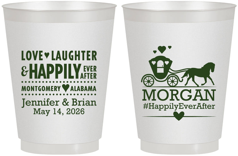 Personalized Wedding 16 oz Frosted Cups - Happily Ever After | 452