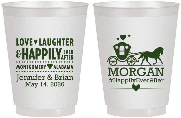 Personalized Wedding 16 oz Frosted Cups - Happily Ever After | 452