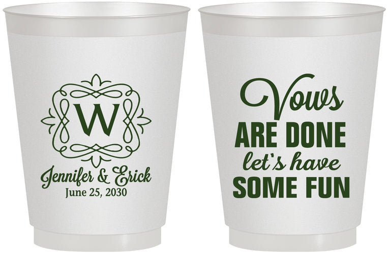 Personalized Wedding 16 oz Frosted Cups - Vows Are Done Have Fun | 460