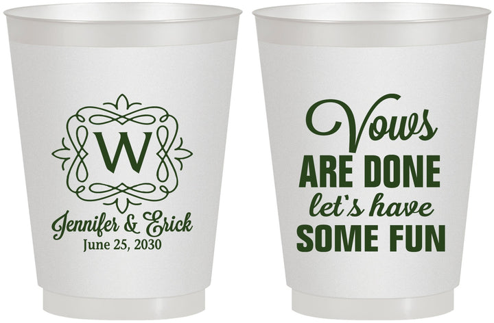 Personalized Wedding 16 oz Frosted Cups - Vows Are Done Have Fun | 460