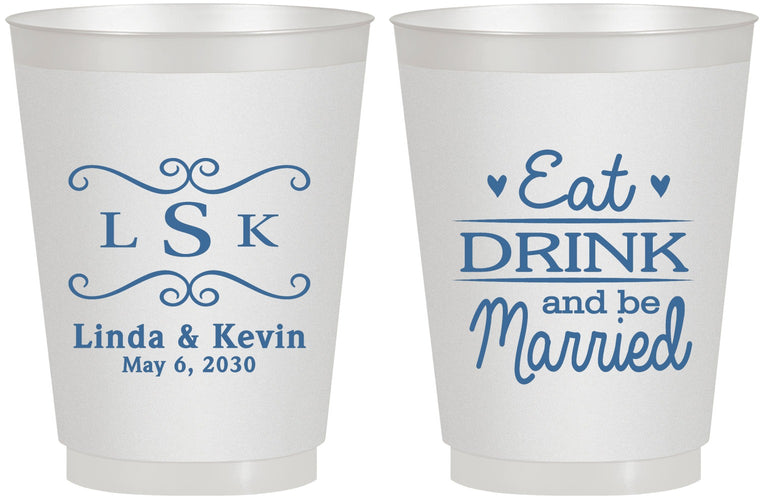 Personalized Wedding 16 oz Frosted Cups - Eat Drink Be Married | 463
