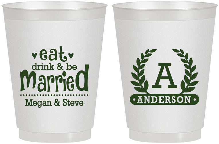 Personalized Wedding 16 oz Frosted Cups - Monogram | 464