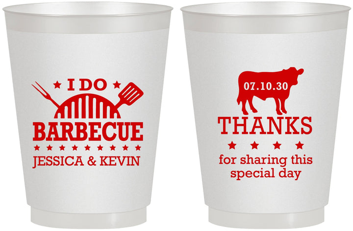 Personalized Wedding 16 oz Frosted Cups - I Do Barbecue Bbq | 468