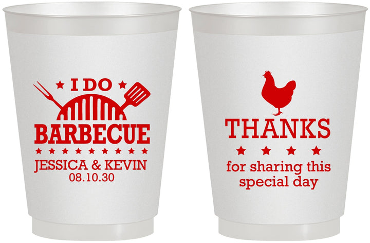Personalized Wedding 16 oz Frosted Cups - I Do Barbecue Bbq | 469
