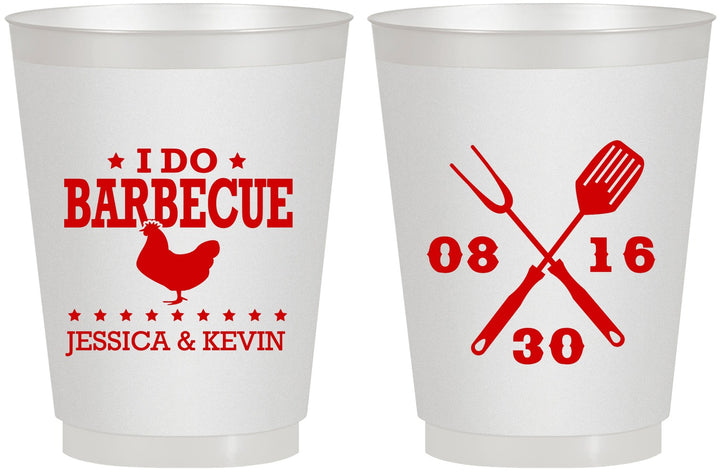Personalized Wedding 16 oz Frosted Cups - I Do Barbecue Bbq | 472