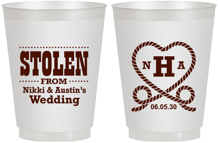 Personalized Wedding 16 oz Frosted Cups - Stolen Monogram | 474