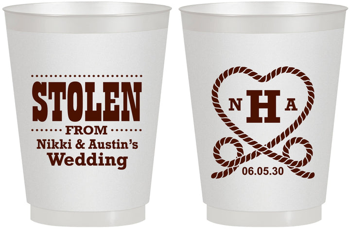 Personalized Wedding 16 oz Frosted Cups - Stolen Monogram | 474