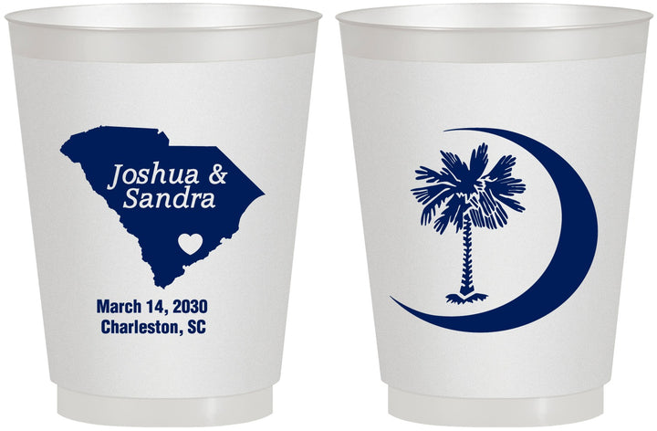 Personalized Wedding 16 oz Frosted Cups - Palmetto Tree | 475