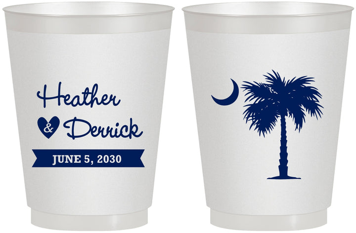 Personalized Wedding 16 oz Frosted Cups - Palmetto Tree | 477