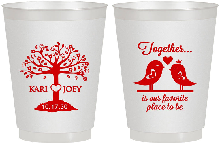 Personalized Wedding 16 oz Frosted Cups - Love Birds | 481