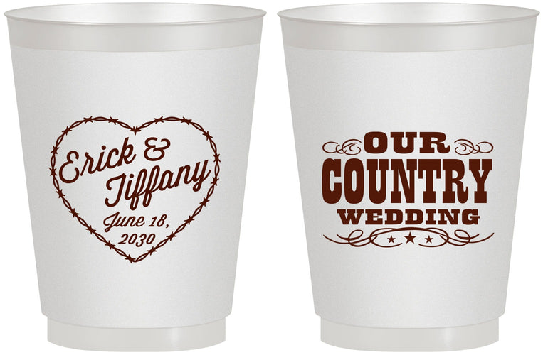 Personalized Wedding 16 oz Frosted Cups - Country Wedding | 484