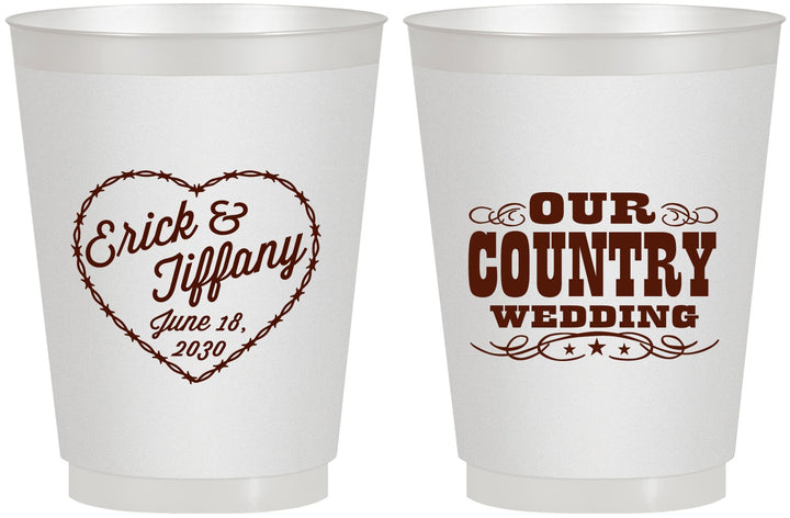 Personalized Wedding 16 oz Frosted Cups - Country Wedding | 484