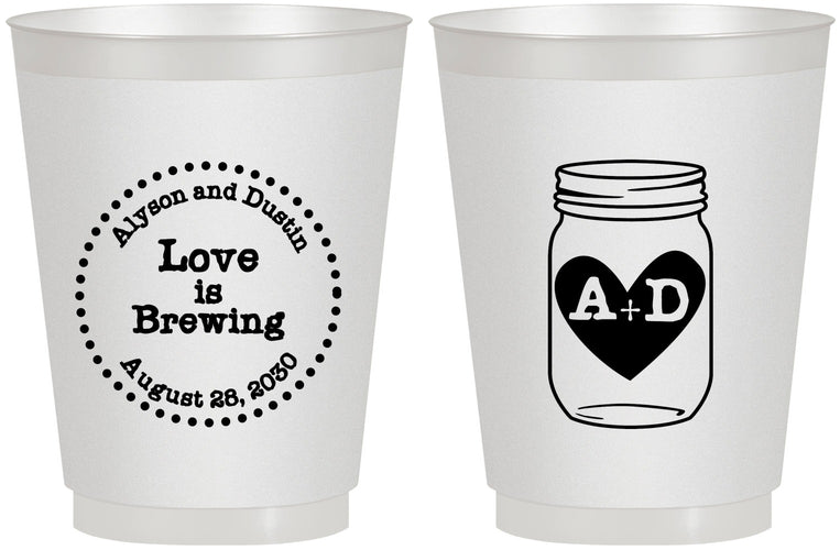 Personalized Wedding 16 oz Frosted Cups - Love Is Brewing | 486