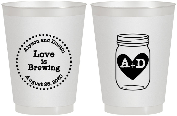 Personalized Wedding 16 oz Frosted Cups - Love Is Brewing | 486
