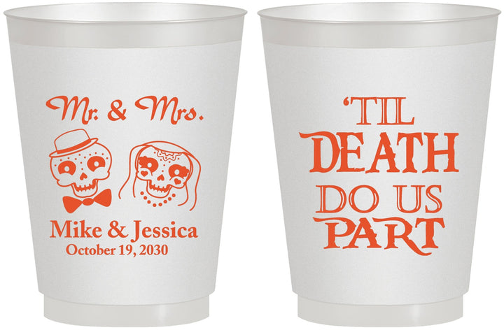 Personalized Wedding 16 oz Frosted Cups - Til Death Do Us Part | 487