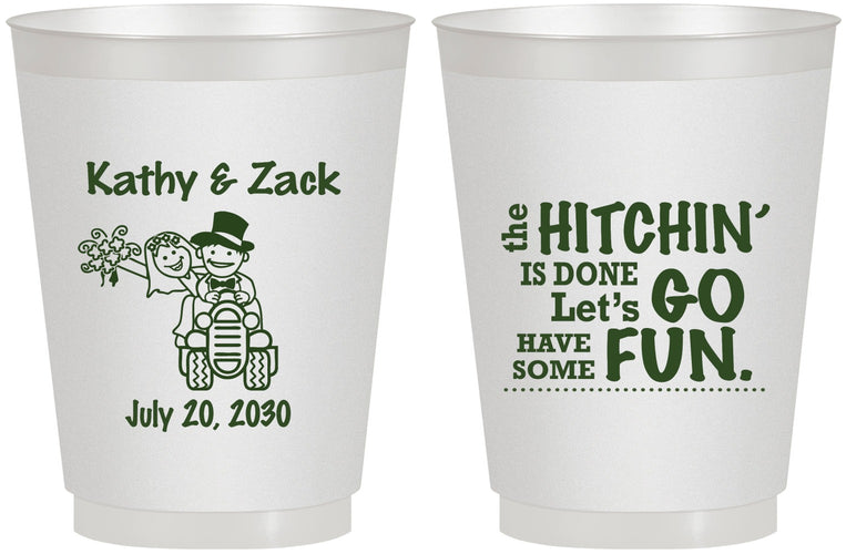 Personalized Wedding 16 oz Frosted Cups - Tractor Hitchin | 489